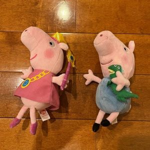 TY Beanie Babies Princess Peppa Pig and George Set